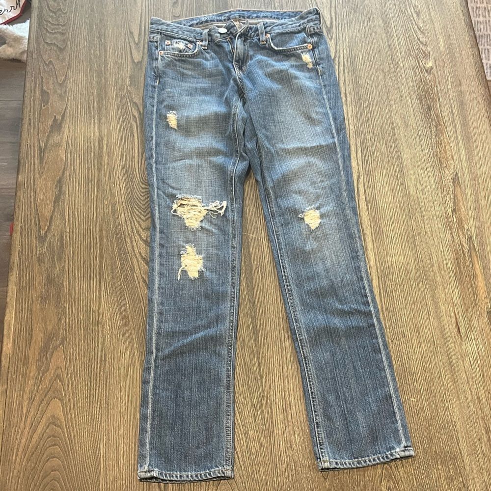 J. Crew Vintage Matchstick Jeans Pockets Distressed Denim Medium Wash Size 26R
